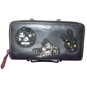 Coach X Disney Mickey Patches Limited Edition Accordion Zip Leather Wallet